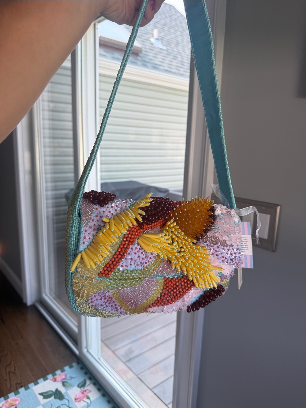 Hand beaded in India shoulder bag